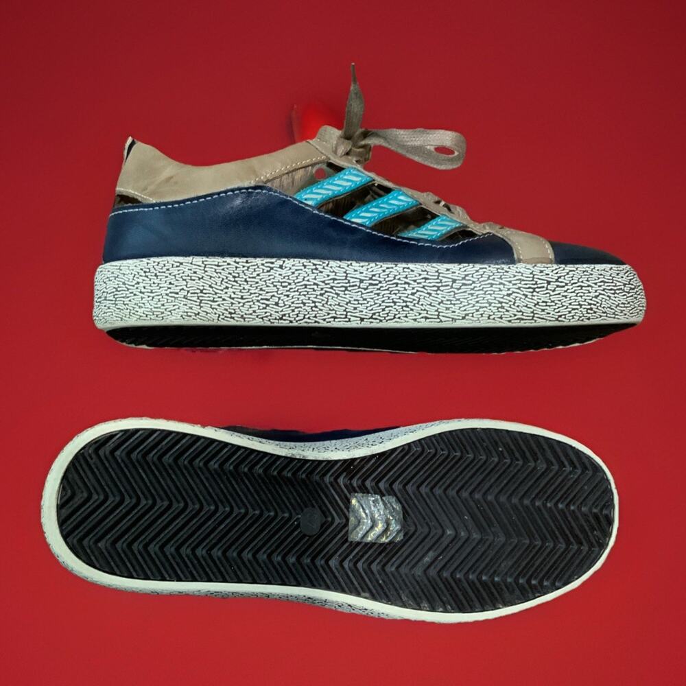 New Spring Step L'Artiste Women's Tied Leather Sneaker /Blue EU 37US 6.5-7